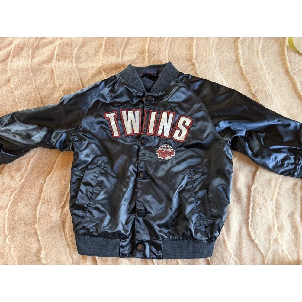 Vintage Minnesota Twins Satin Bomber Jacket Kid 2T Mighty Mac Sports Embroidered